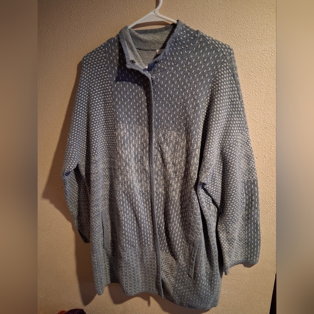 J. Jill Pure Jill Patchwork Snap Front Cardigan Long Sleeve Cotton Blend 2X